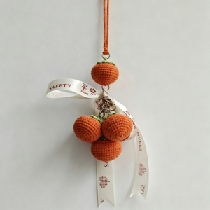 Handmade Chinese Style Woven Persimmon Charm – A Symbol of Good Luck & Success for Car, Bag & Home Decor