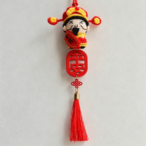 Handmade Chinese Style Woven God of Wealth Charm – A Symbol of Prosperity & Abundance for Car, Bag & Home Decor