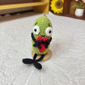 Handmade Crochet Cucumber Pendant, Cute Unique Fruit Food Bag Charm Keychain